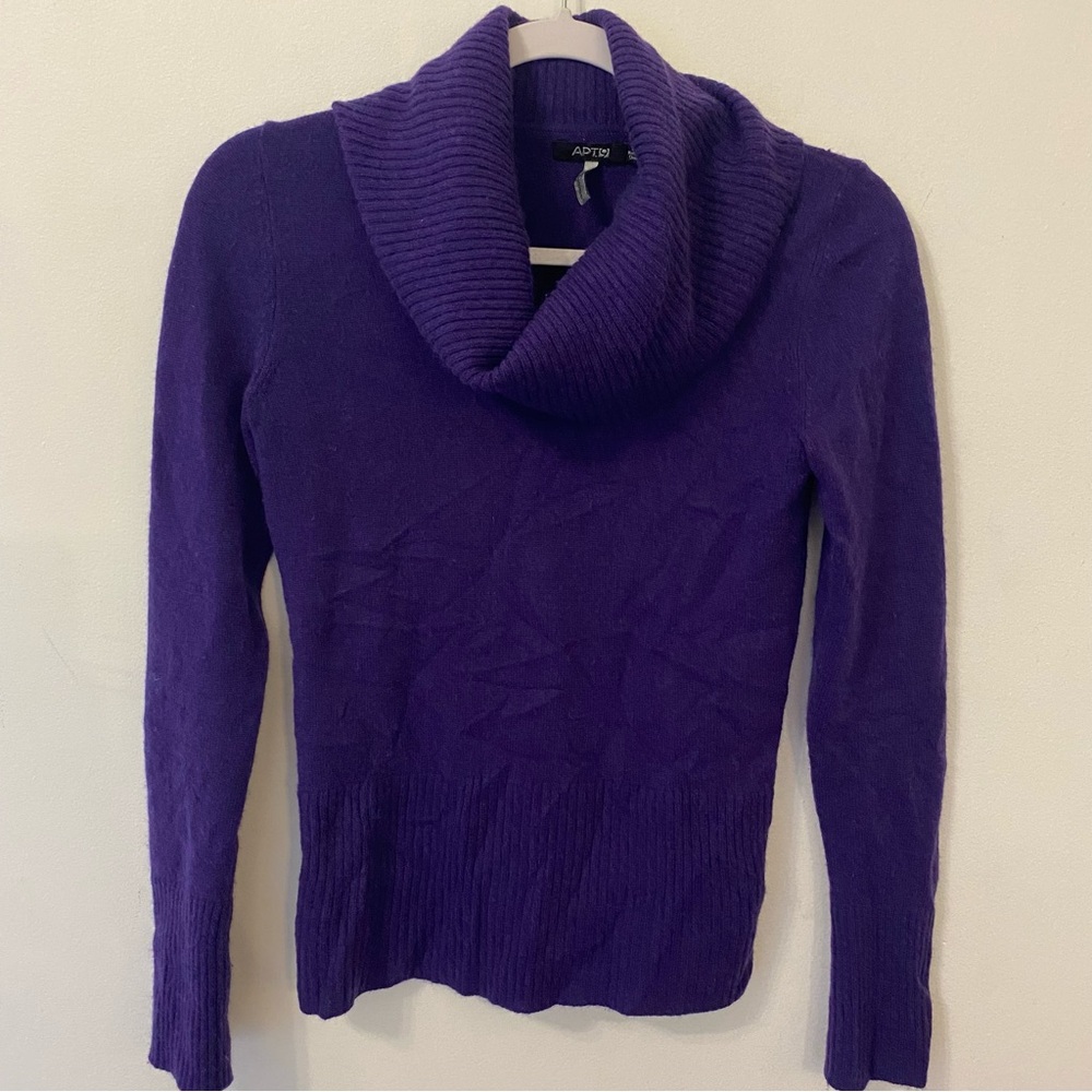 Apt 9 100% Cashmere Cowl Neck Sweater Purple Eggplant Cozy Coastal Classic Fall